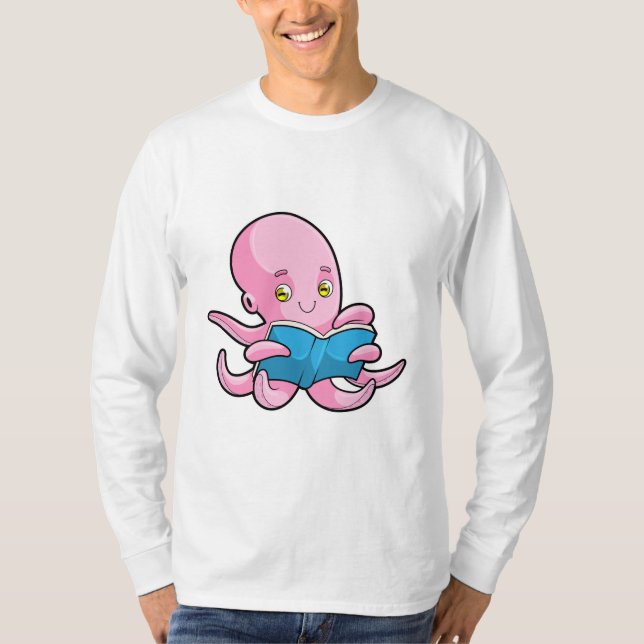 T-shirt Octopus à la lecture d'un livre (Devant)