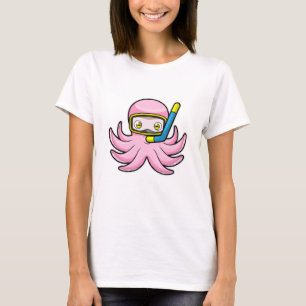 T-shirt Octopus à la plongée avec tuba et lunettes de nata