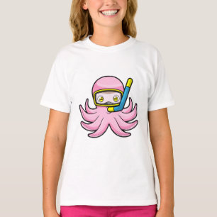 T-shirt Octopus à la plongée avec tuba et lunettes de nata