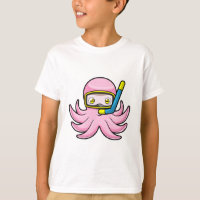 Octopus à la plongée avec tuba et lunettes de nata