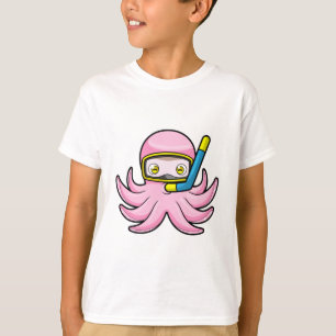 T-shirt Octopus à la plongée avec tuba et lunettes de nata