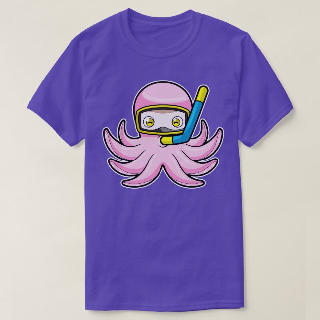 T-shirt Octopus à la plongée avec tuba lunettes de natatio (Design devant)