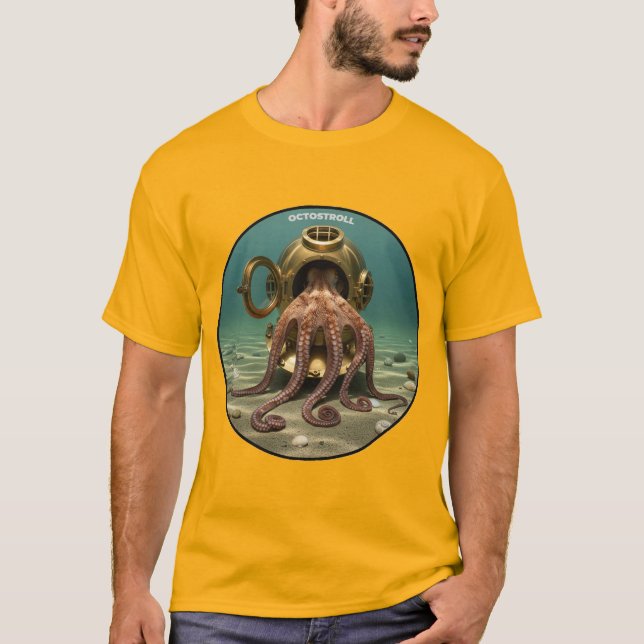 T-shirt Octopus à l'intérieur d'un casque de plongée Vinta (Devant)