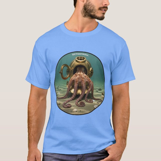 T-shirt Octopus à l'intérieur d'un casque de plongée Vinta (Devant)