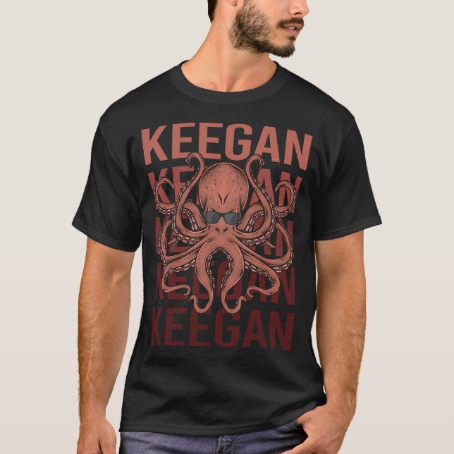 T-shirt Octopus amusant - Nom de Keegan (Devant)