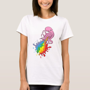T-shirt Octopus avec arc-en-ciel