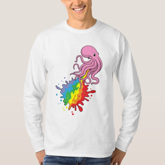 T-shirt Octopus avec arc-en-ciel (Devant)