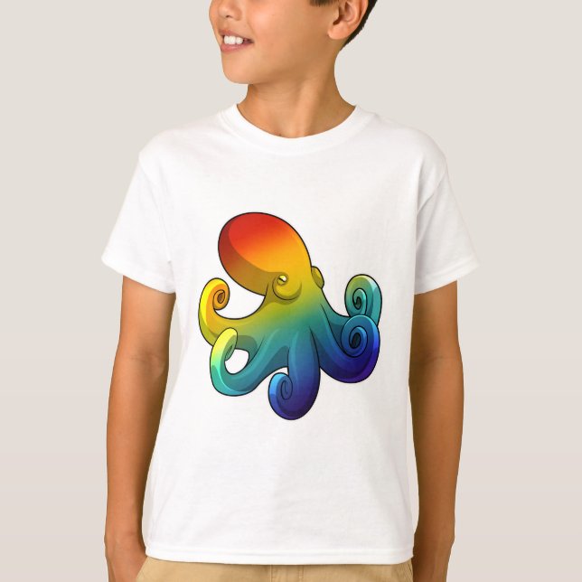 T-shirt Octopus avec arc-en-ciel (Devant)