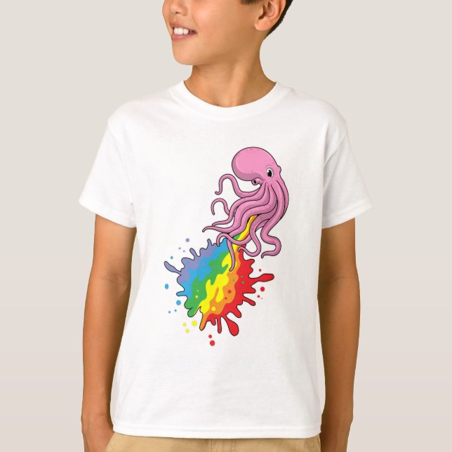 T-shirt Octopus avec arc-en-ciel (Devant)