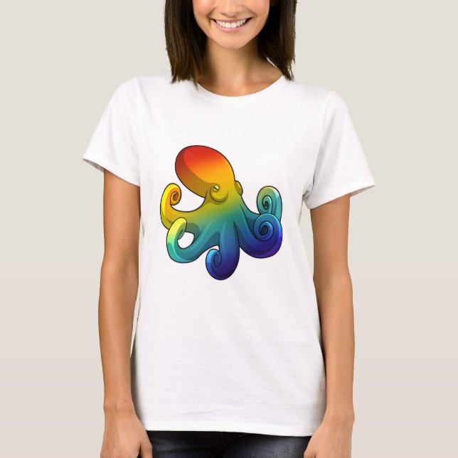 T-shirt Octopus avec arc-en-ciel (Devant)