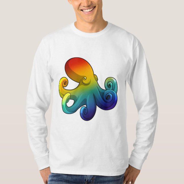 T-shirt Octopus avec arc-en-ciel (Devant)