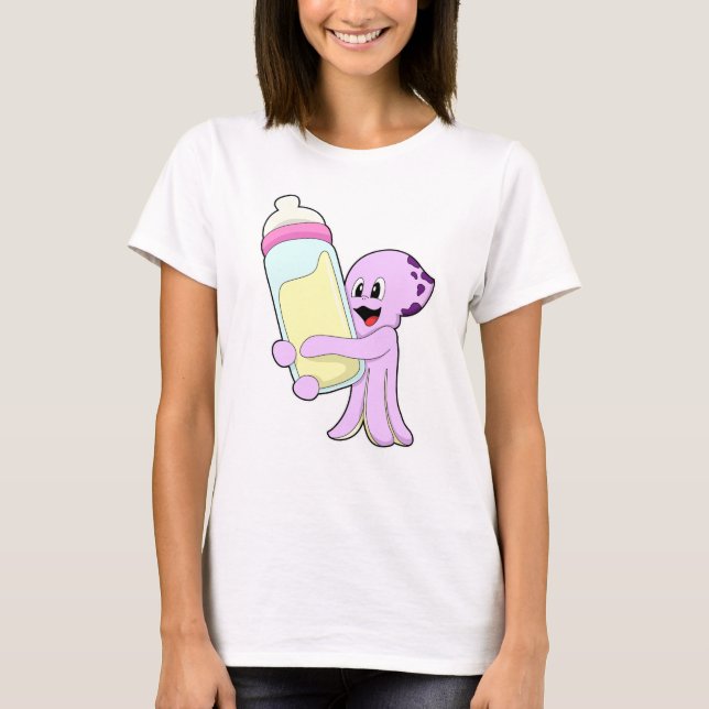 T-shirt Octopus avec Bébé Bouteille Lait (Devant)