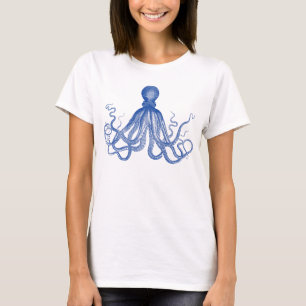 T-shirt Octopus bleu Vintage
