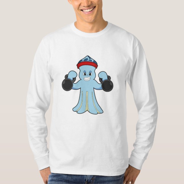 T-shirt Octopus comme Bodybuilder avec des cloches (Devant)