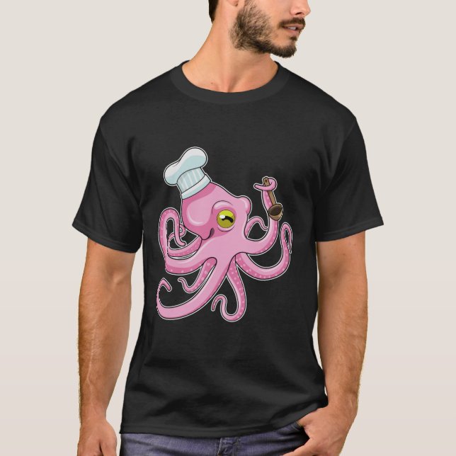 T-shirt Octopus comme cuire avec cuillère en bois (Devant)