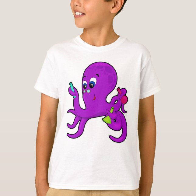 T-shirt Octopus comme enseignant avec équipement de labora (Devant)