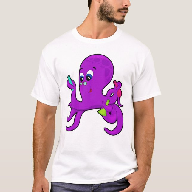 T-shirt Octopus comme enseignant avec équipement de labora (Devant)