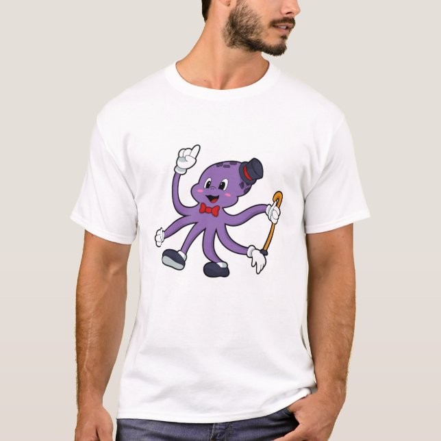 T-shirt Octopus comme magicien avec Casquette (Devant)