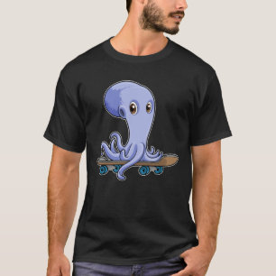 T-shirt Octopus comme patineur avec skateboard