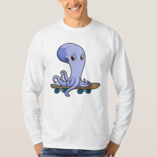 T-shirt Octopus comme patineur avec skateboard