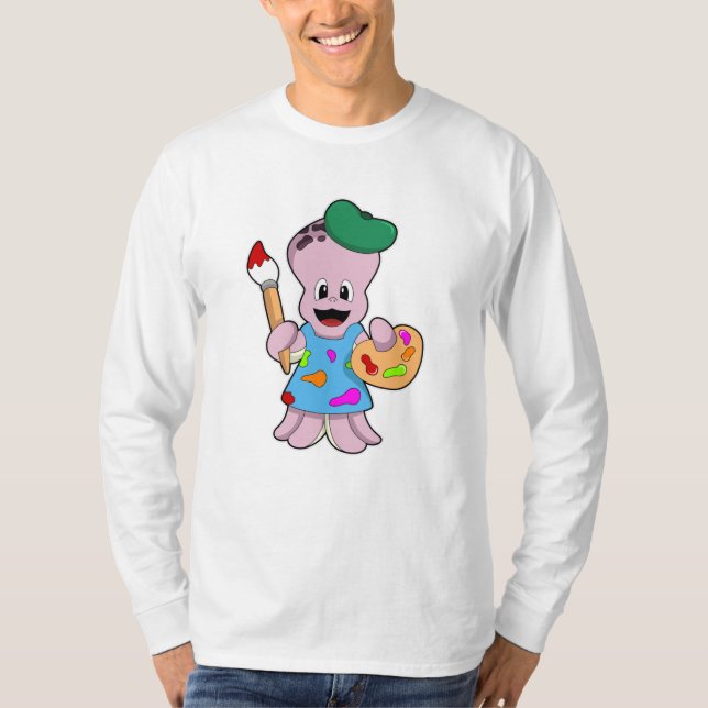 T-shirt Octopus comme Peintre avec pinceau (Devant)