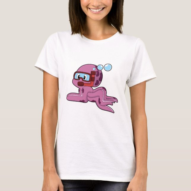 T-shirt Octopus comme plongeur avec tuba (Devant)