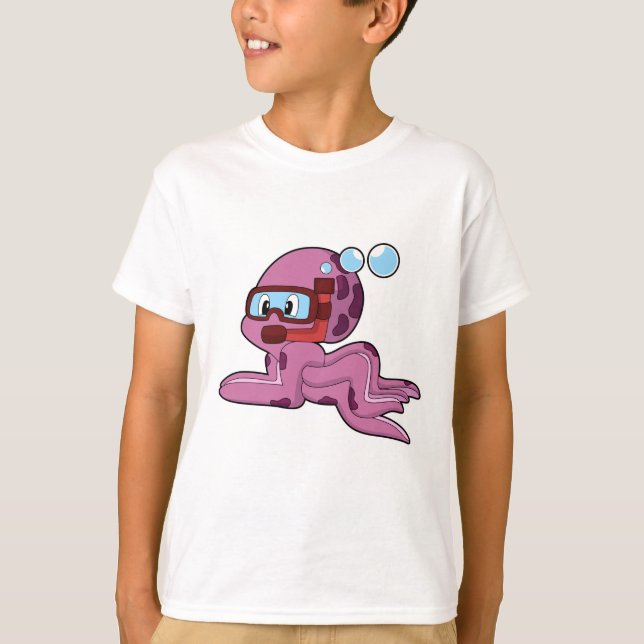 T-shirt Octopus comme plongeur avec tuba (Devant)