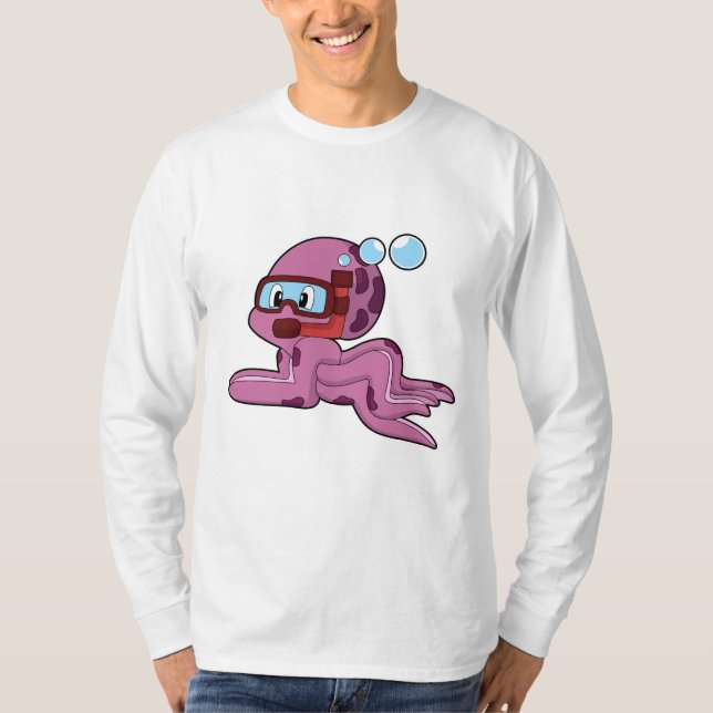 T-shirt Octopus comme plongeur avec tuba (Devant)