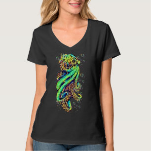 T-shirt Octopus Cracan Mer Océan Bulles colorées tendance