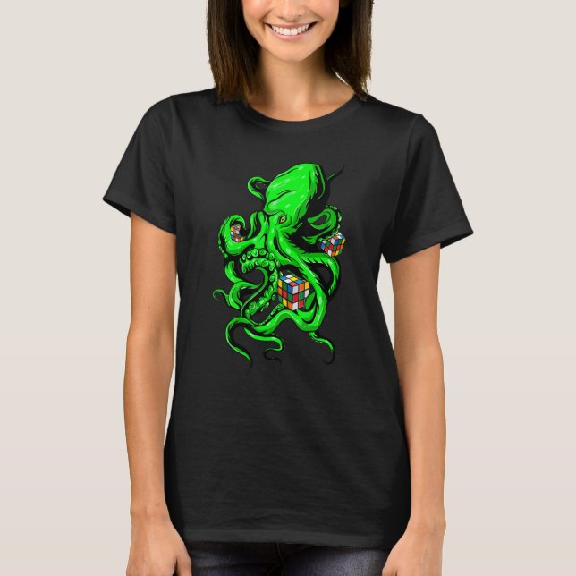 T-shirt Octopus Cube Vitesse Cubing Math Puzzle Cuber Femm (Devant)