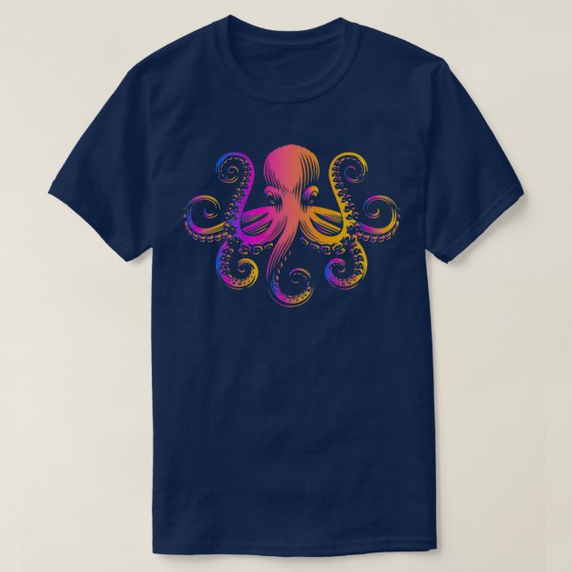 T-shirt Octopus de couleur rétro Océan océanique (Design devant)