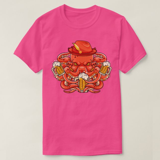T-shirt Octopus de la fête de la bière avec Casquette alle (Design devant)