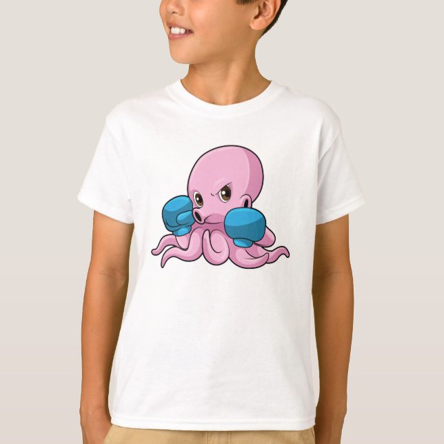 T-shirt Octopus en boîte avec gants de boxe (Devant)
