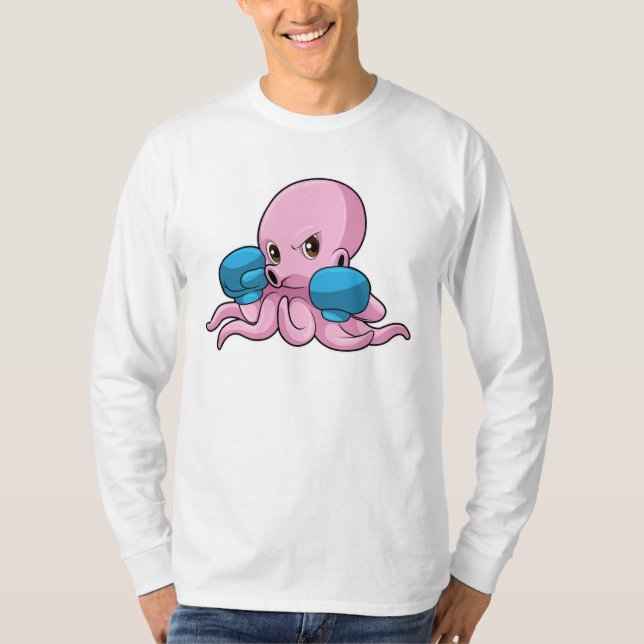 T-shirt Octopus en boîte avec gants de boxe (Devant)