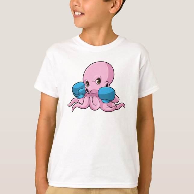T-shirt Octopus en boîte avec gants de boxe (Devant)