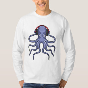 T-shirt Octopus en musique avec casque