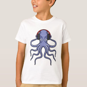 T-shirt Octopus en musique avec casque