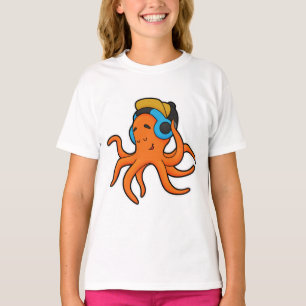 T-shirt Octopus en musique avec casque