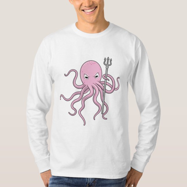 T-shirt Octopus en tant qu'assistant avec Trident (Devant)