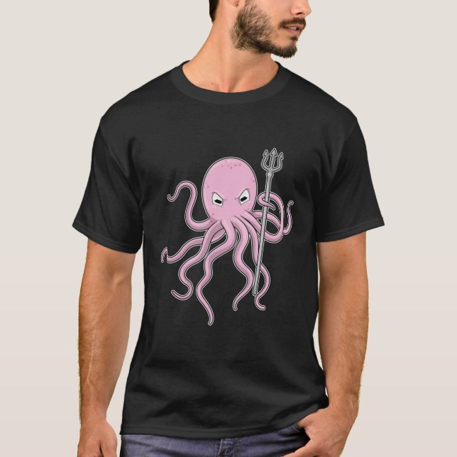 T-shirt Octopus en tant qu'assistant avec Trident (Devant)