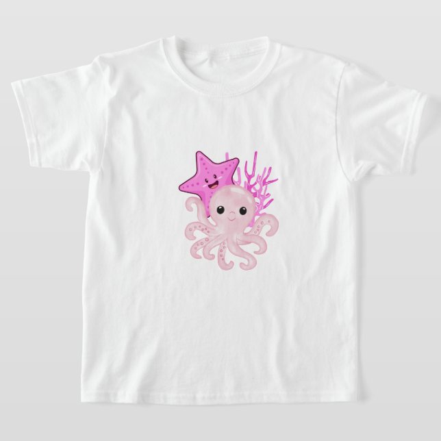 T-shirt Octopus, étoiles de mer, barrière de corail en ros (Poser)