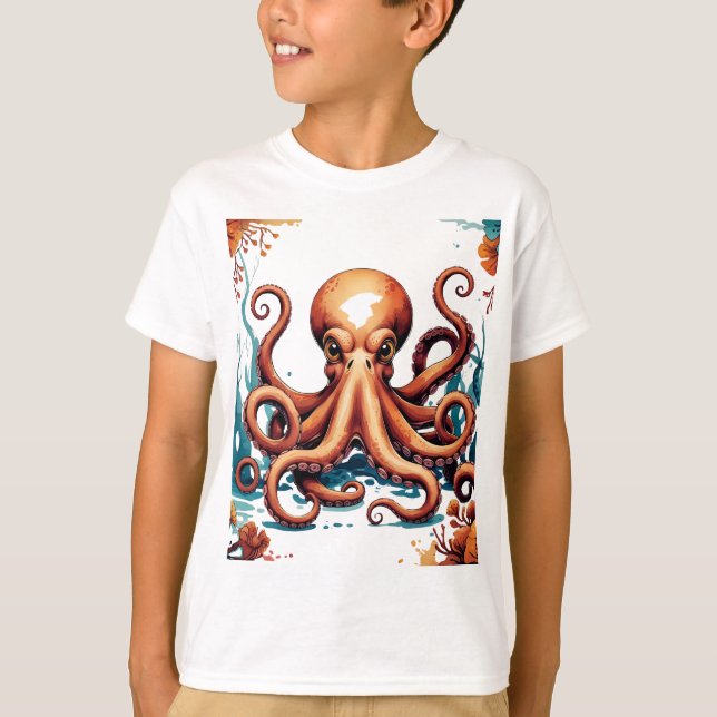 T-shirt Octopus - Forte Créature De Mer Quirky (Devant)