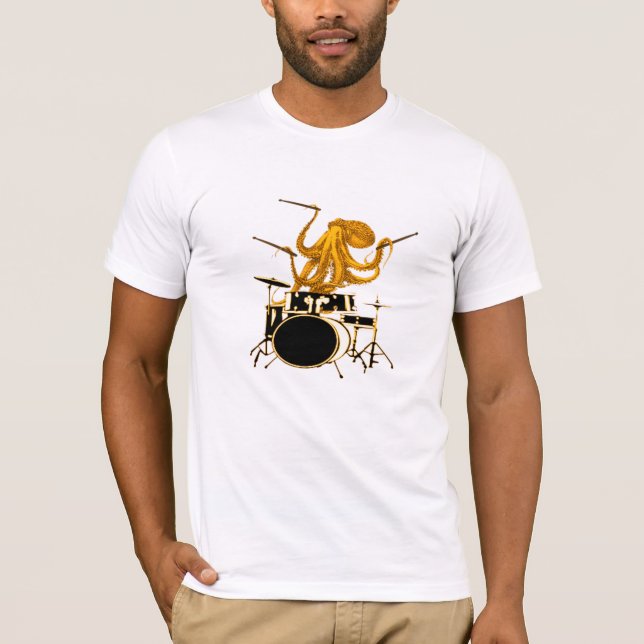 T-shirt Octopus jouer batterie tammer chemise tambour tee  (Devant)