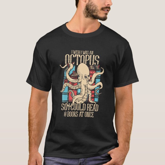 T-shirt Octopus Kraken Cuttlefish Lire Lecture T Chemise (Devant)