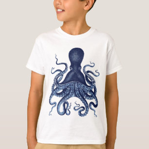 T-shirt Octopus, Kraken, vintage, gravure , nautique, ma