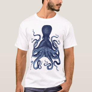 T-shirt Octopus, Kraken, vintage, gravure , nautique, ma