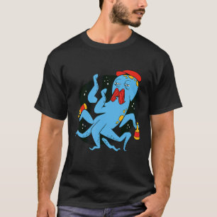 T-shirt Octopus Mustache Cool Retro Amusant Bizarre bizarr
