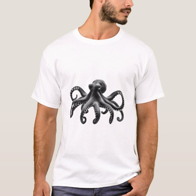 T-shirt octopus - noir et blanc (Devant)