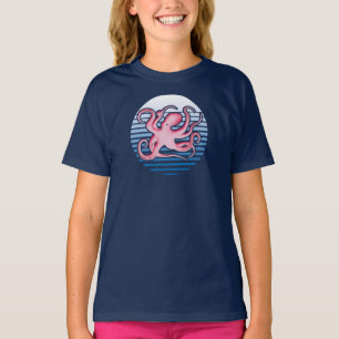 T-shirt octopus rose rétro