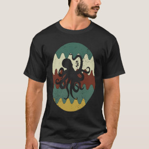 T-shirt Octopus Sea Animal Retro 60s les années 70 Style O